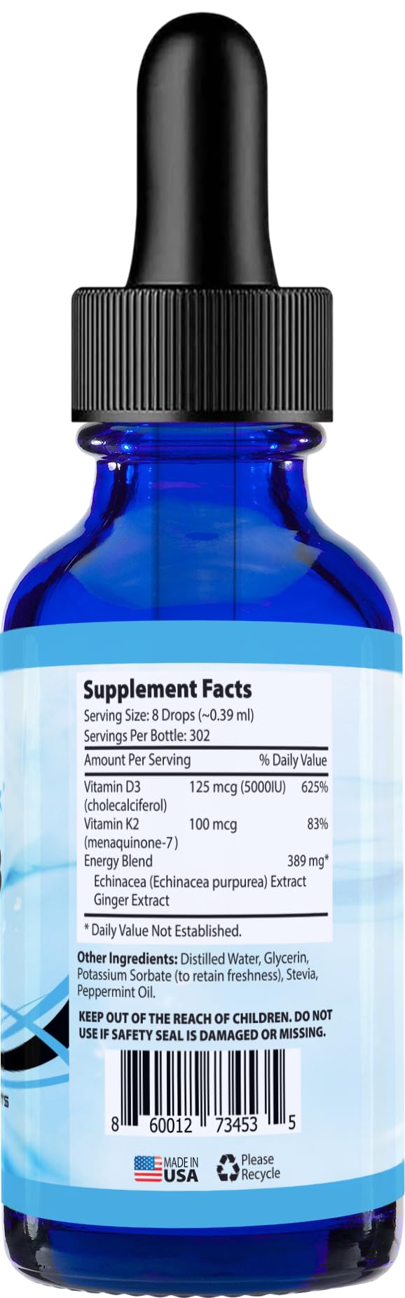 Absonutrix Vitamin D3 K2 Drops, 390mg, 4 Oz Liquid, 302 Servings, Made in USA, Quick Absorption, Quality Potent Ingredients, Non-GMO, GMP Certified, Cruelty-Free Products, Bone Strength Supplements - dailyvitalstore