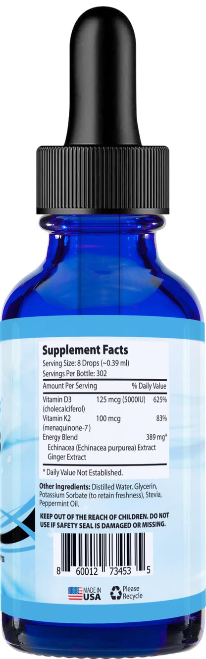 Absonutrix Vitamin D3 K2 Drops, 390mg, 4 Oz Liquid, 302 Servings, Made in USA, Quick Absorption, Quality Potent Ingredients, Non-GMO, GMP Certified, Cruelty-Free Products, Bone Strength Supplements - dailyvitalstore