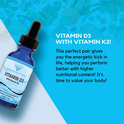 Absonutrix Vitamin D3 K2 Drops, 390mg, 4 Oz Liquid, 302 Servings, Made in USA, Quick Absorption, Quality Potent Ingredients, Non-GMO, GMP Certified, Cruelty-Free Products, Bone Strength Supplements - dailyvitalstore