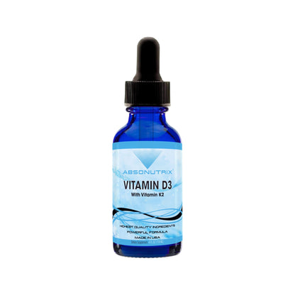 Absonutrix Vitamin D3 K2 Drops, 390mg, 4 Oz Liquid, 302 Servings, Made in USA, Quick Absorption, Quality Potent Ingredients, Non-GMO, GMP Certified, Cruelty-Free Products, Bone Strength Supplements - dailyvitalstore