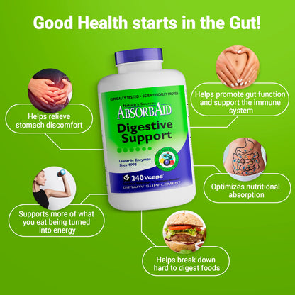 AbsorbAid Digestive Enzymes 240 vCaps, Proven to Increase Vital Nutrient Absorption by up to 71% - dailyvitalstore
