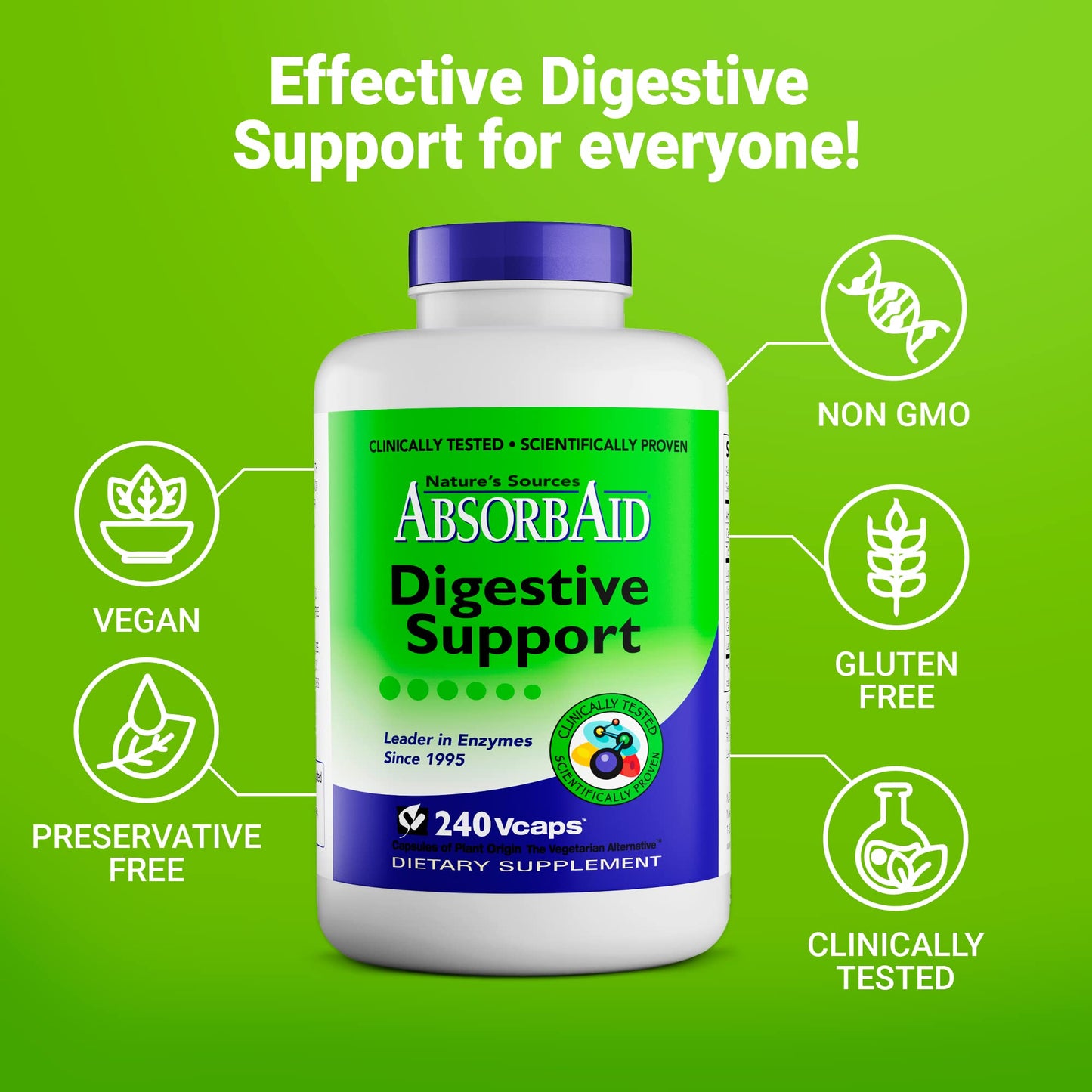 AbsorbAid Digestive Enzymes 240 vCaps, Proven to Increase Vital Nutrient Absorption by up to 71% - dailyvitalstore