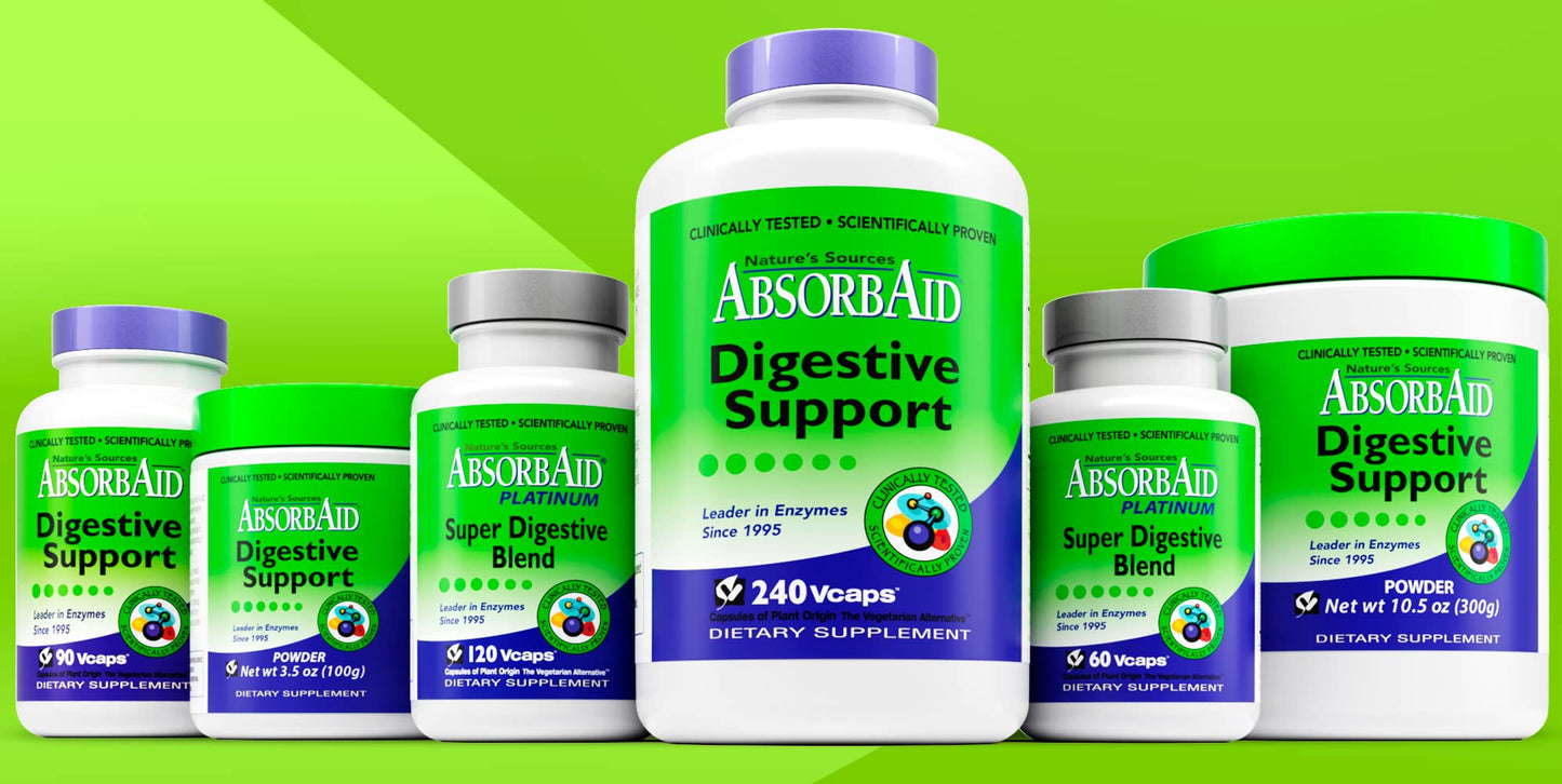 AbsorbAid Digestive Enzymes 240 vCaps, Proven to Increase Vital Nutrient Absorption by up to 71% - dailyvitalstore