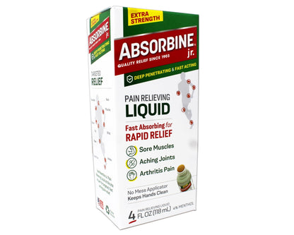 ABSORBINE JR. Extra Strength Pain Relieving Liquid, for Muscle, Joints, Arthritis Pain, with No-Mess Applicator, 4 Oz - 3 Pack - dailyvitalstore
