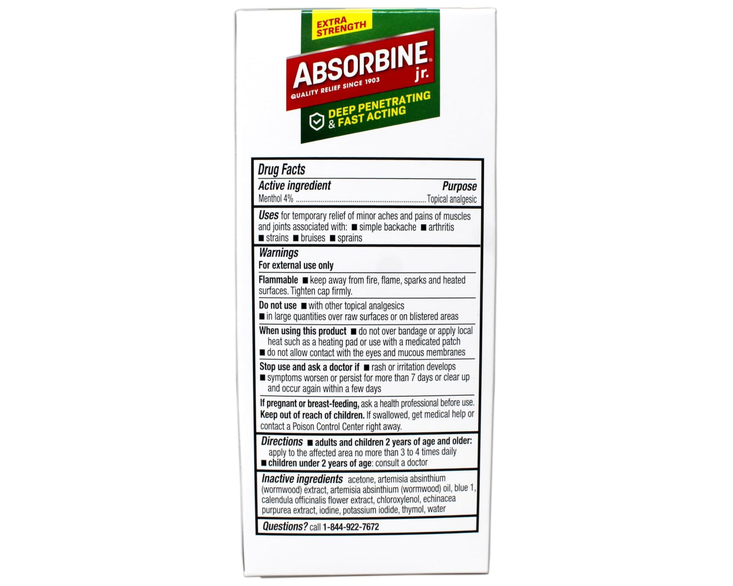ABSORBINE JR. Extra Strength Pain Relieving Liquid, for Muscle, Joints, Arthritis Pain, with No-Mess Applicator, 4 Oz (Pack of 3) - dailyvitalstore