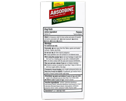 ABSORBINE JR. Extra Strength Pain Relieving Liquid, for Muscle, Joints, Arthritis Pain, with No-Mess Applicator, 4 Oz (Pack of 3) - dailyvitalstore