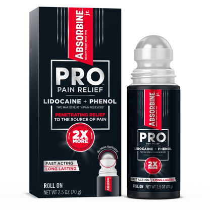 Absorbine Jr. PRO Maximum Strength Lidocaine Roll-On for Targeted Nerve and Muscle Pain Relief, 4% Lidocaine + 1.5% Phenol, Fast Acting & Long Lasting, 2.5 oz - dailyvitalstore