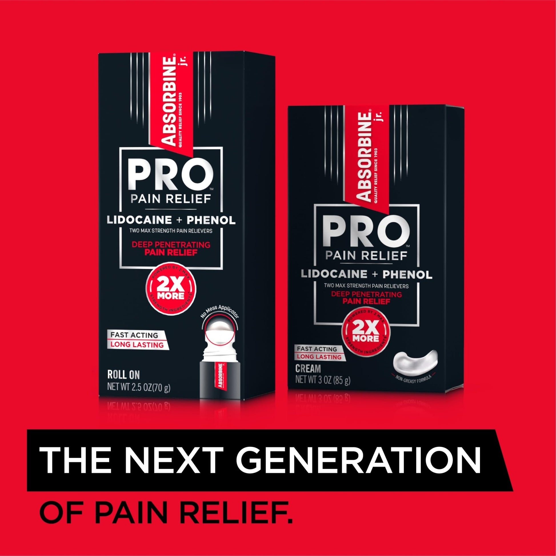 Absorbine Jr. PRO Maximum Strength Lidocaine Roll-On for Targeted Nerve and Muscle Pain Relief, 4% Lidocaine + 1.5% Phenol, Fast Acting & Long Lasting, 2.5 oz - dailyvitalstore