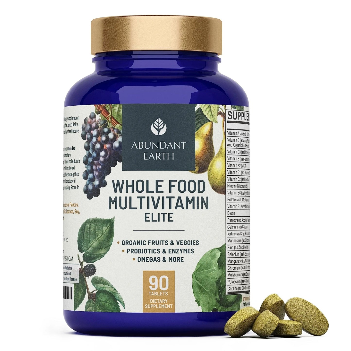 Abundant Earth Whole Food Multivitamin for Women, Daily Multi Vitamins Supplements for Men/Mens Multivitamins + B Complex, Probiotic Multi Enzyme - dailyvitalstore