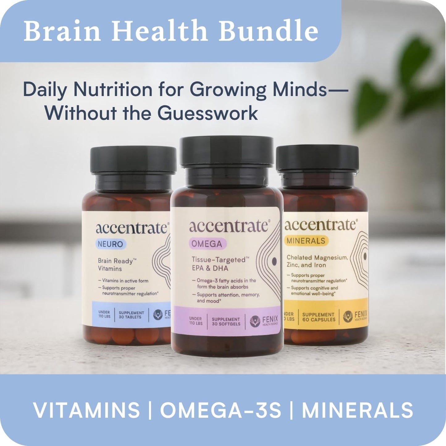 Accentrate Brain Supplement for Focus, Attention, Mood | Complete Vitamin B Complex | Brain Health | Methylated Multivitamin w/L-Methylfolate (5-MTHF), Cofactors Methyl-B12 & P5P | MTHFR Supplement - dailyvitalstore