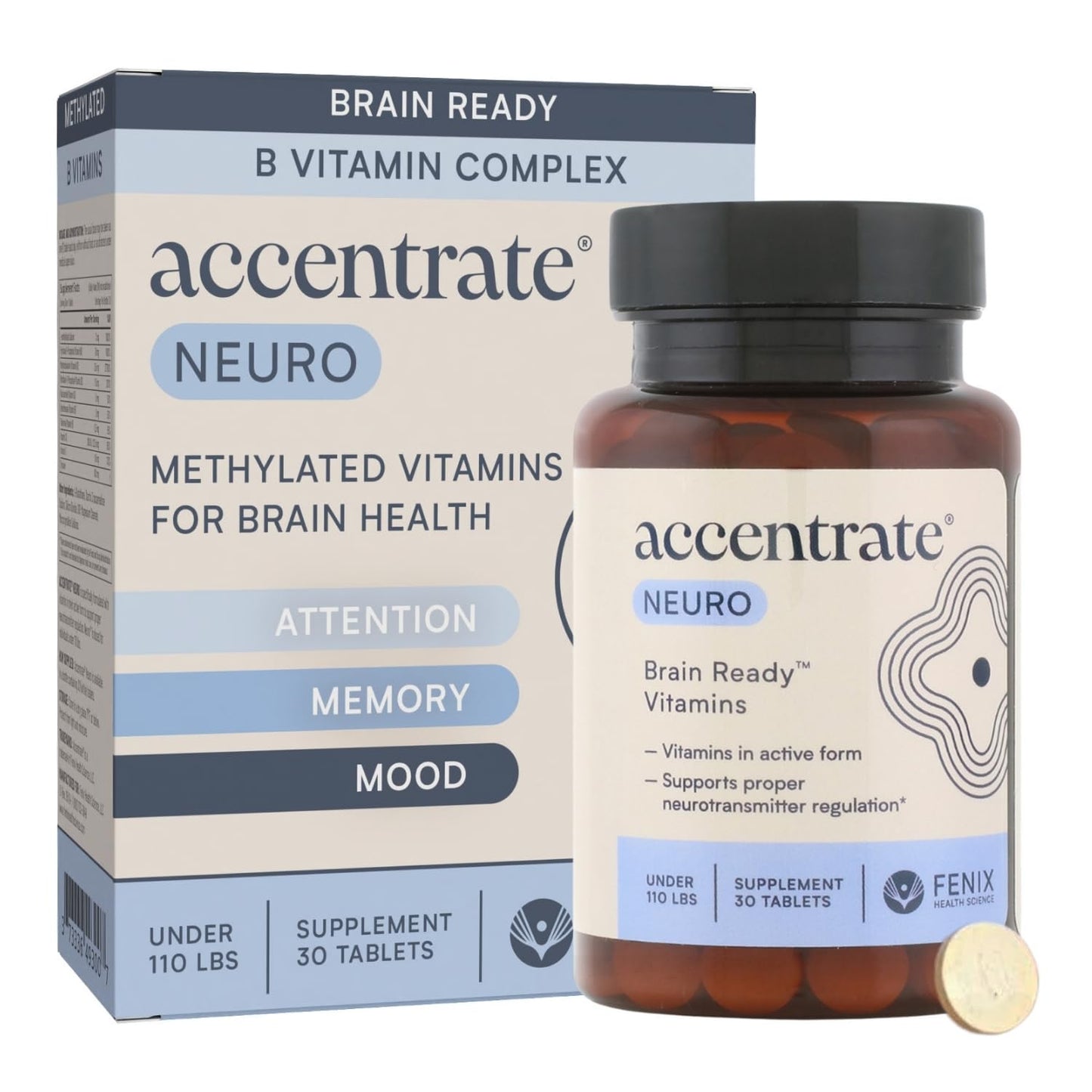 Accentrate Brain Supplement for Focus, Attention, Mood | Complete Vitamin B Complex | Brain Health | Methylated Multivitamin w/L-Methylfolate (5-MTHF), Cofactors Methyl-B12 & P5P | MTHFR Supplement - dailyvitalstore