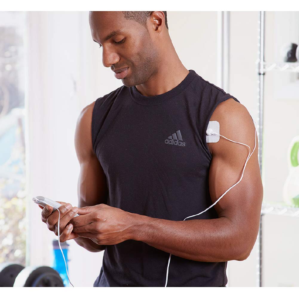 AccuRelief TENS Unit Muscle Stimulater Pain Relief System - Electric Muscle Stimulator with Electrodes for Neck, Back, and Full Body, White and Blue - dailyvitalstore