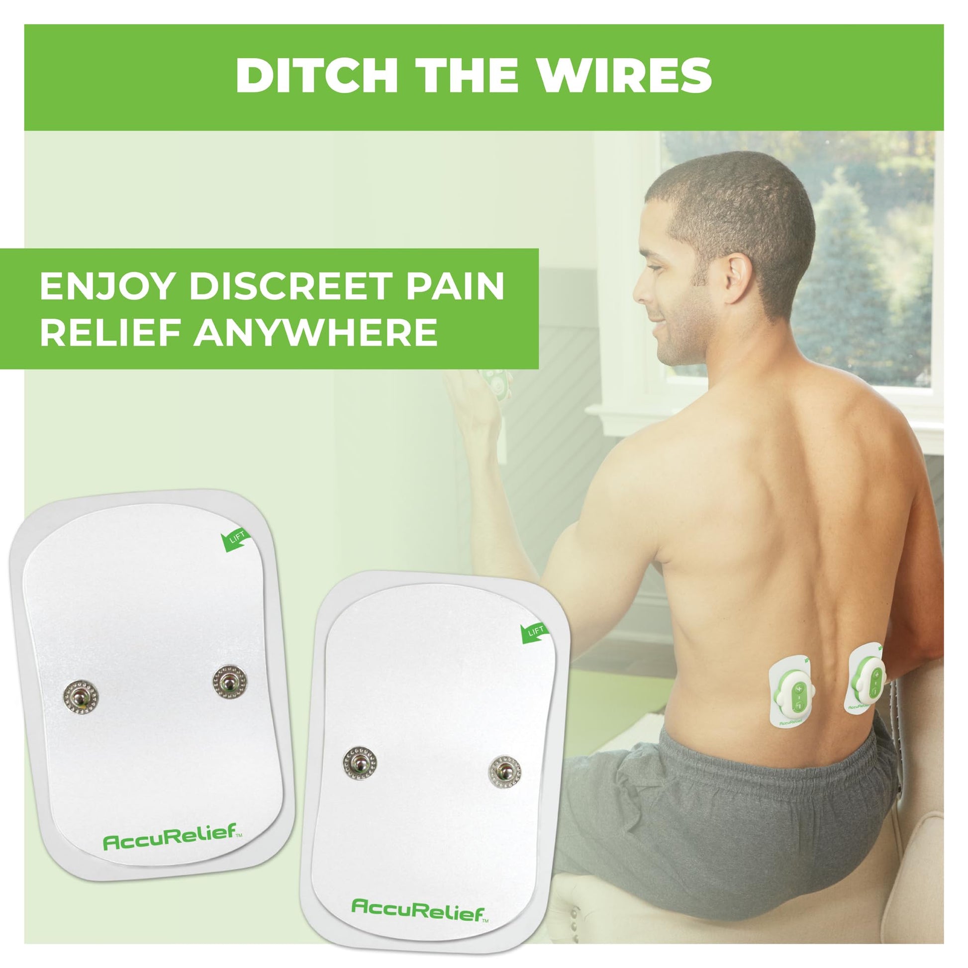 AccuRelief Wireless TENS Electrotherapy Pain Relief System Supply Kit (Packaging May Vary), Works with AccuRelief Wireless Remote Control TENS Device (ACRL-9000), 2 Pair (Pack of 1) - dailyvitalstore