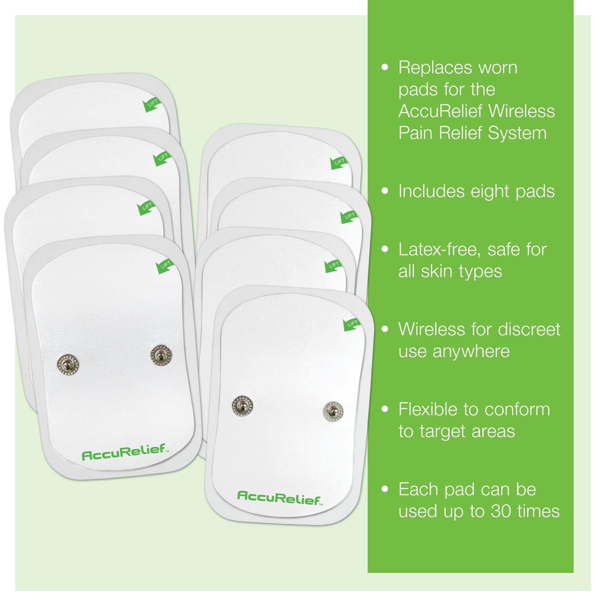 AccuRelief Wireless TENS Electrotherapy Pain Relief System Supply Kit (Packaging May Vary), Works with AccuRelief Wireless Remote Control TENS Device (ACRL-9000), 2 Pair (Pack of 1) - dailyvitalstore