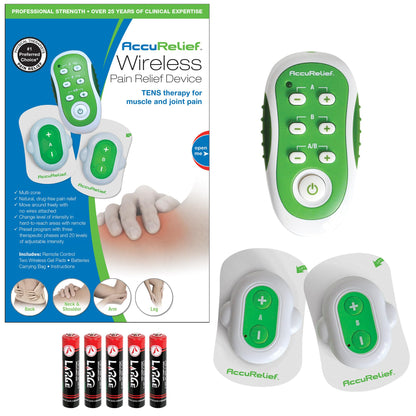 AccuRelief Wireless TENS Unit with Remote Control, TENS Pain Relief Device and Muscle Stimulator, for Back Pain, Neck Pain, Arm and Leg Pain - dailyvitalstore