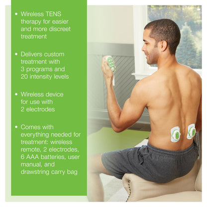 AccuRelief Wireless TENS Unit with Remote Control, TENS Pain Relief Device and Muscle Stimulator, for Back Pain, Neck Pain, Arm and Leg Pain - dailyvitalstore