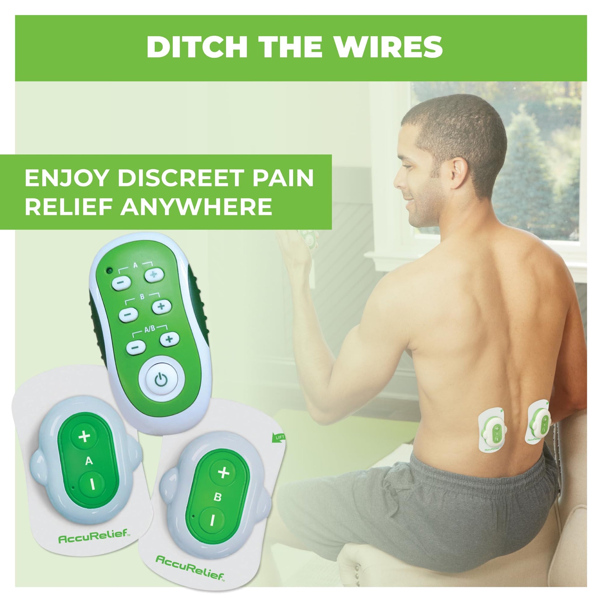 AccuRelief Wireless TENS Unit with Remote Control, TENS Pain Relief Device and Muscle Stimulator, for Back Pain, Neck Pain, Arm and Leg Pain - dailyvitalstore