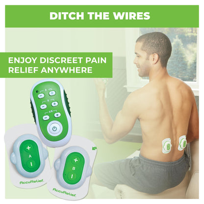 AccuRelief Wireless TENS Unit with Remote Control, TENS Pain Relief Device and Muscle Stimulator, for Back Pain, Neck Pain, Arm and Leg Pain - dailyvitalstore