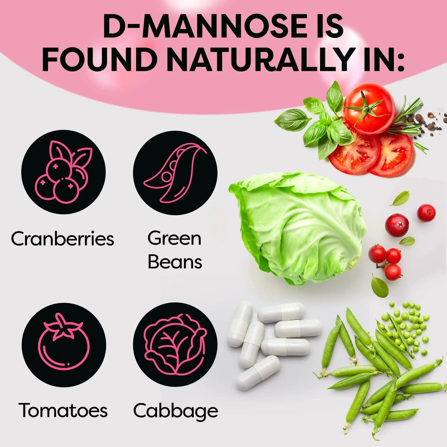ACE NUTRITION pHresh D-Mannose with Cranberry Capsules for Women and Men, Maximum Strength 1000 mg Per Serving - Supports: Urinary Tract Health - Made in The USA - dailyvitalstore