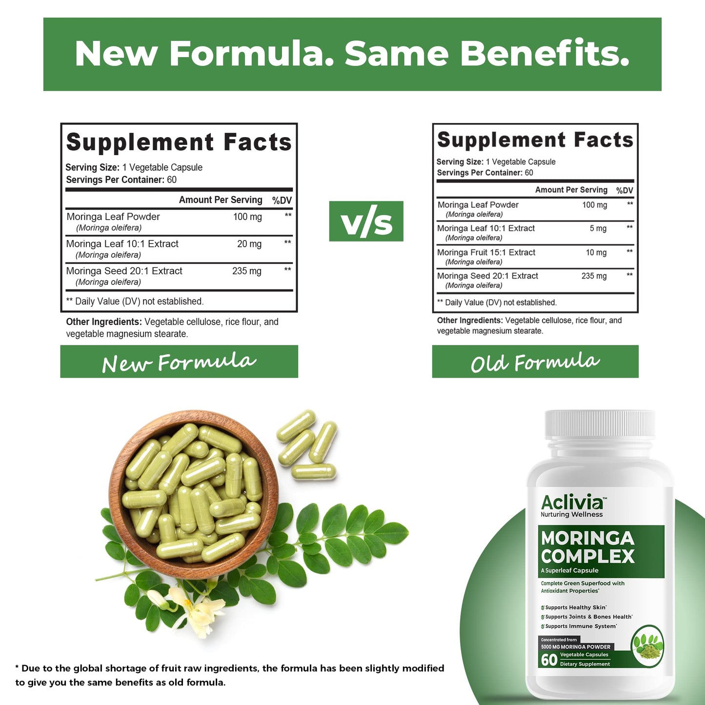 Aclivia - Moringa Complex - Maximum Strength Moringa Oleifera Leaf & Seed Supplement - Superfood Capsules with Antioxidant Properties - 5000mg - 60 Capsules - dailyvitalstore