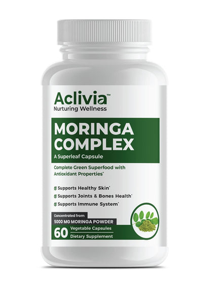 Aclivia - Moringa Complex - Maximum Strength Moringa Oleifera Leaf & Seed Supplement - Superfood Capsules with Antioxidant Properties - 5000mg - 60 Capsules - dailyvitalstore