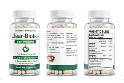 Acne Pills Probiotic Acne Supplements for Teens & Adults - Hormonal Acne Vitamins, Gut Health for Clear Skin, Non-GMO (60 Capsules) Gut Skin Axis - dailyvitalstore