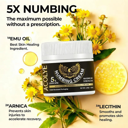 Acolye Numbing Cream Extra Strength: 5% Lidocaine Local Anesthetic- Long Lasting Extra Relief with Menthol Arnica and Emu Oil - Hemorrhoid Cream - dailyvitalstore