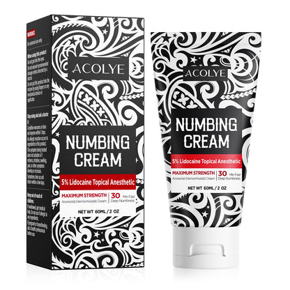 Acolye Numbing Cream Maximum Strength : 5% Lidocaine Topical Anesthetic - Extra Strength 5X Numbing with Menthol Arnica and Emu Oi (2 Fl Oz, Mint Flavor) - dailyvitalstore