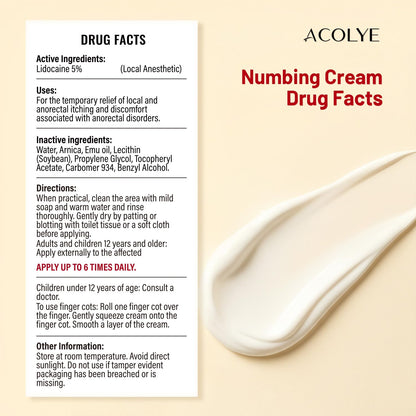 Acolye Numbing Cream Maximum Strength : 5% Lidocaine Topical Anesthetic - Extra Strength 5X Numbing with Menthol Arnica and Emu Oi (2 Fl Oz, Mint Flavor) - dailyvitalstore