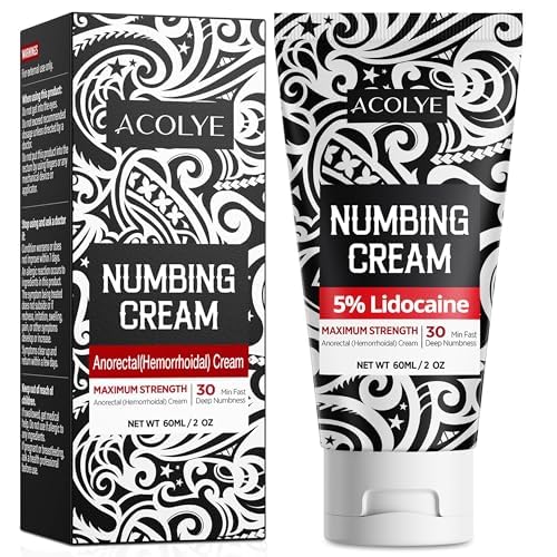 Acolye Numbing Cream Maximum Strength : 5% Lidocaine Topical Anesthetic - Extra Strength 5X Numbing with Menthol Arnica and Emu Oi (2 Fl Oz, Mint Flavor) - dailyvitalstore