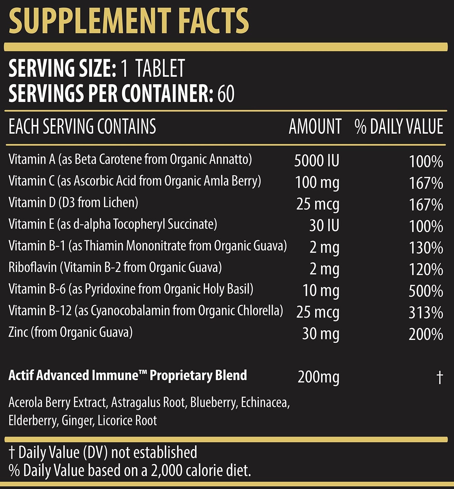 Actif Advanced Immune Support with 10+ Factors for Immunity Booster - 100% Natural, Non-GMO, 60 count - dailyvitalstore