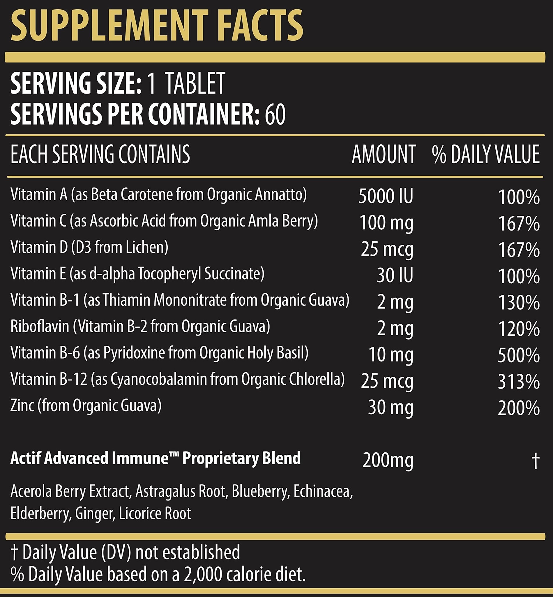 Actif Advanced Immune Support with 10+ Factors for Immunity Booster - 100% Natural, Non-GMO, 60 count - dailyvitalstore