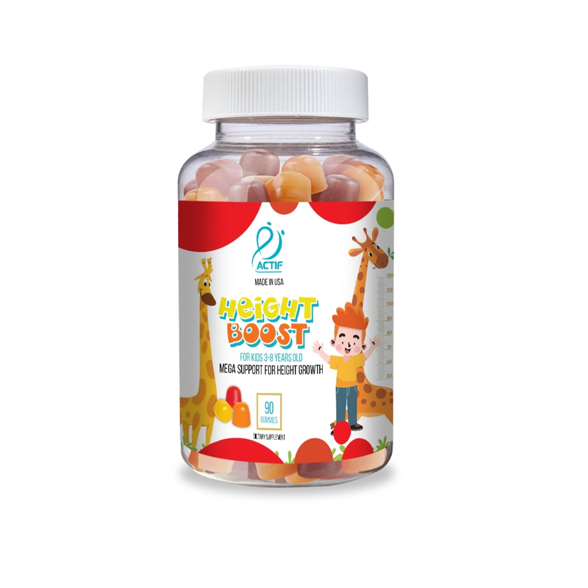 Actif Height Boost Mega Support for Kids 3-8 Years Old, Height Growth with 10+ Factors, 60 Gummies, Strawberry Flavor, Get Tall Fast Formula - dailyvitalstore