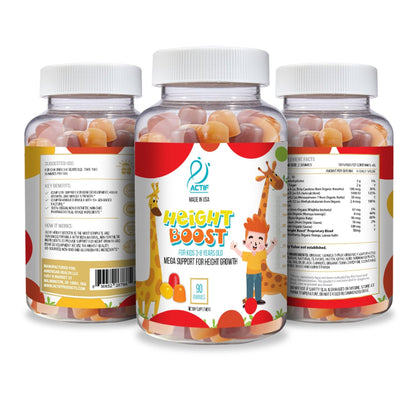 Actif Height Boost Mega Support for Kids 3-8 Years Old, Height Growth with 10+ Factors, 60 Gummies, Strawberry Flavor, Get Tall Fast Formula - dailyvitalstore