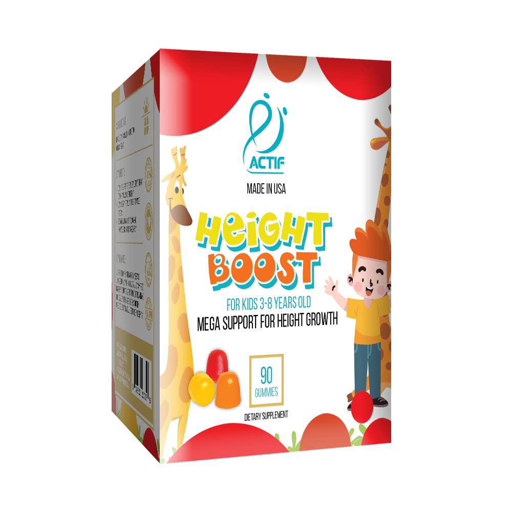 Actif Height Boost Mega Support for Kids 3-8 Years Old, Height Growth with 10+ Factors, 60 Gummies, Strawberry Flavor, Get Tall Fast Formula - dailyvitalstore