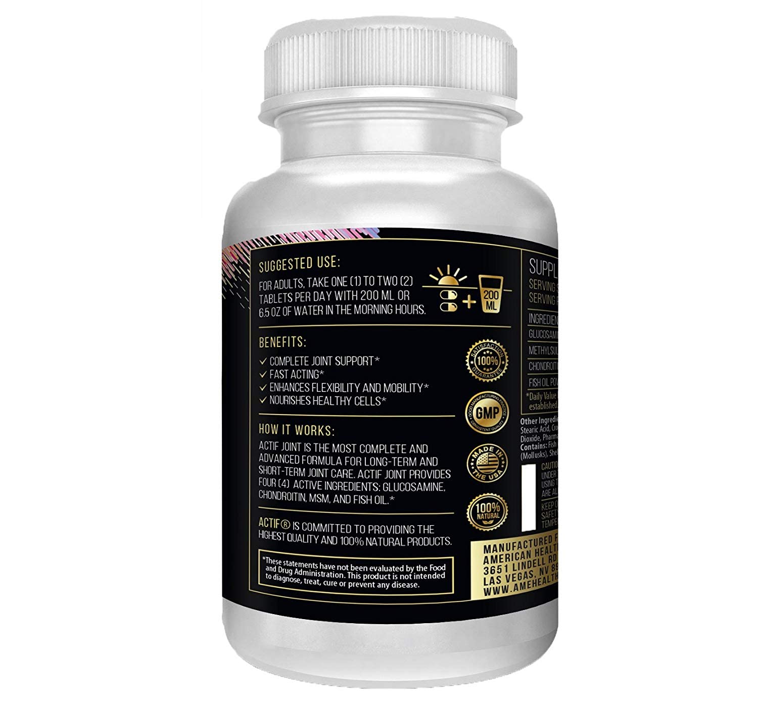 Actif Joint 4-in-1 Fast Relief Maximum Strength, Clinical Formula, 120ct, Made in USA - dailyvitalstore