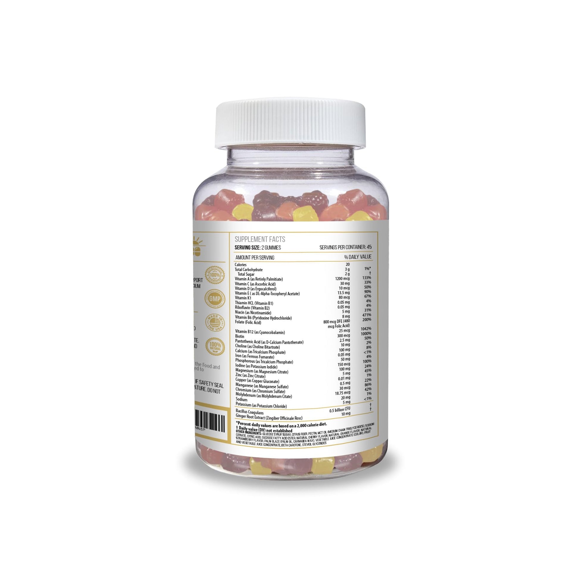 ACTIF Organic Bariatric Gummies with 25+ Organic Vitamins and Minerals for Bariatric Surgery Gastric Bypass Surgery, Advanced Formula - 90 Count - dailyvitalstore
