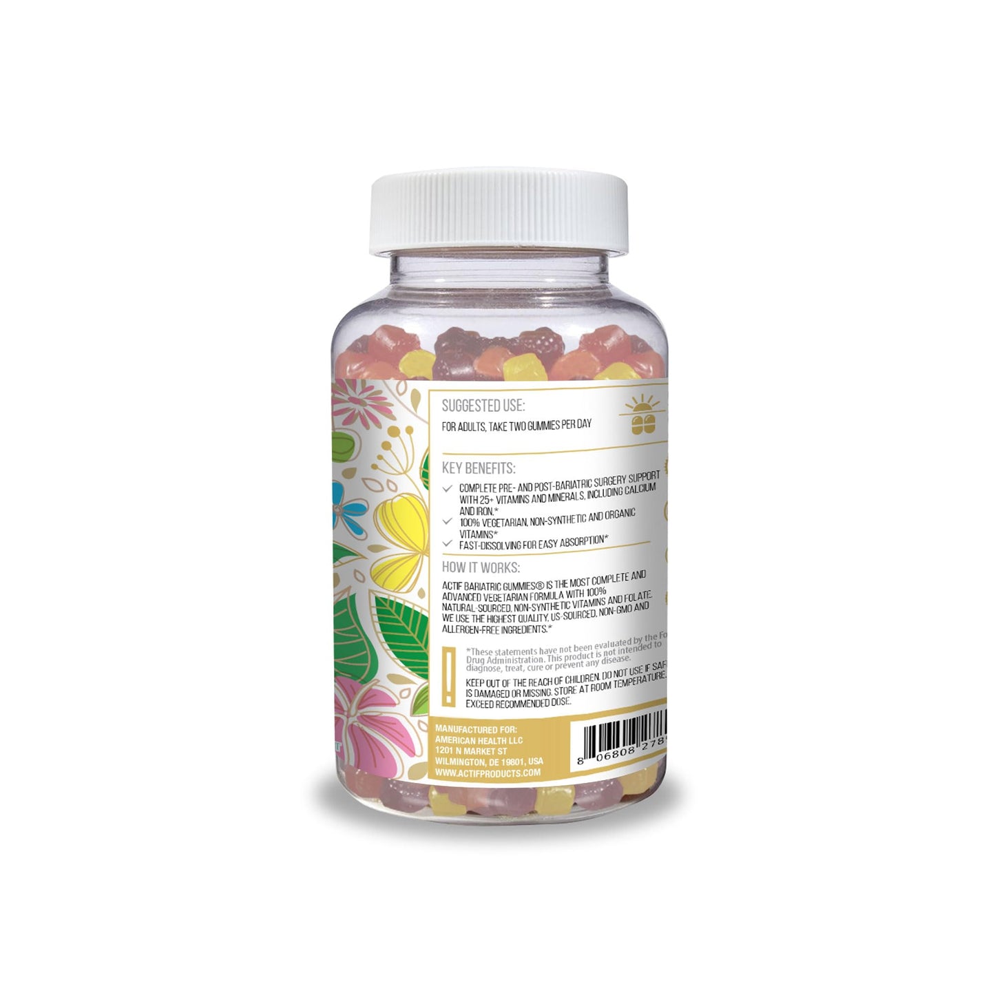 ACTIF Organic Bariatric Gummies with 25+ Organic Vitamins and Minerals for Bariatric Surgery Gastric Bypass Surgery, Advanced Formula - 90 Count - dailyvitalstore