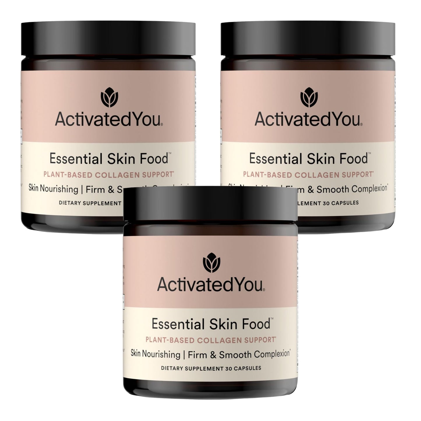 ACTIVATEDYOU Essential Skin Food, Advanced Skincare Collagen Elastin Support Supplement for Aging Skin, Helps Improve Appearance of Face Texture, Sagging w/Dermaval, Vitamin C (30 Count (Pack of 3)) - dailyvitalstore