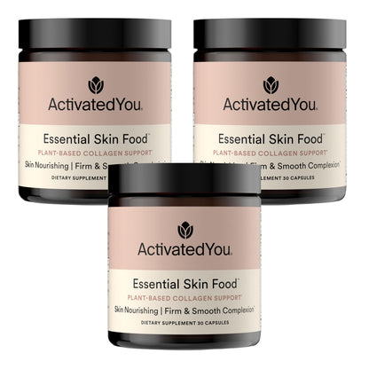 ACTIVATEDYOU Essential Skin Food, Advanced Skincare Collagen Elastin Support Supplement for Aging Skin, Helps Improve Appearance of Face Texture, Sagging w/Dermaval, Vitamin C (30 Count (Pack of 3)) - dailyvitalstore