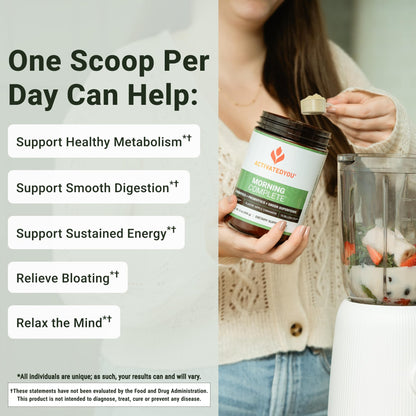 ACTIVATEDYOU Morning Complete Daily Wellness Greens Superfood Drink Mix for Gut Health w/Prebiotics, Probiotics, Antioxidants, Green Superfoods, - dailyvitalstore