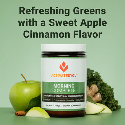 ACTIVATEDYOU Morning Complete Daily Wellness Greens Superfood Drink Mix for Gut Health w/Prebiotics, Probiotics, Antioxidants, Green Superfoods, - dailyvitalstore