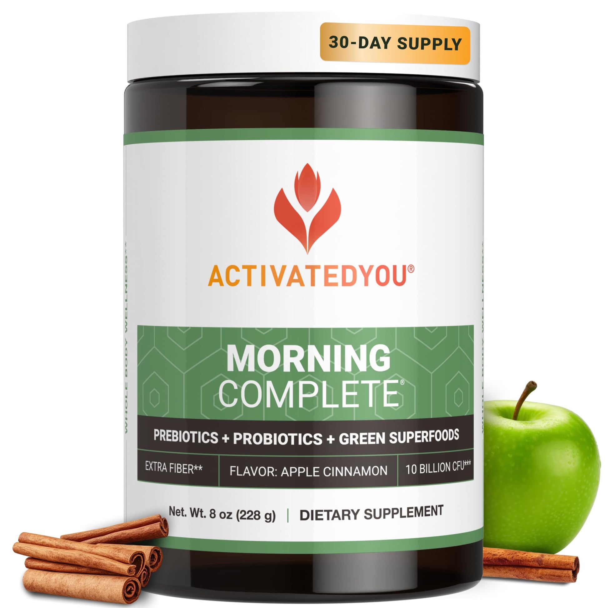 ACTIVATEDYOU Morning Complete Daily Wellness Greens Superfood Drink Mix for Gut Health w/Prebiotics, Probiotics, Antioxidants, Green Superfoods, - dailyvitalstore