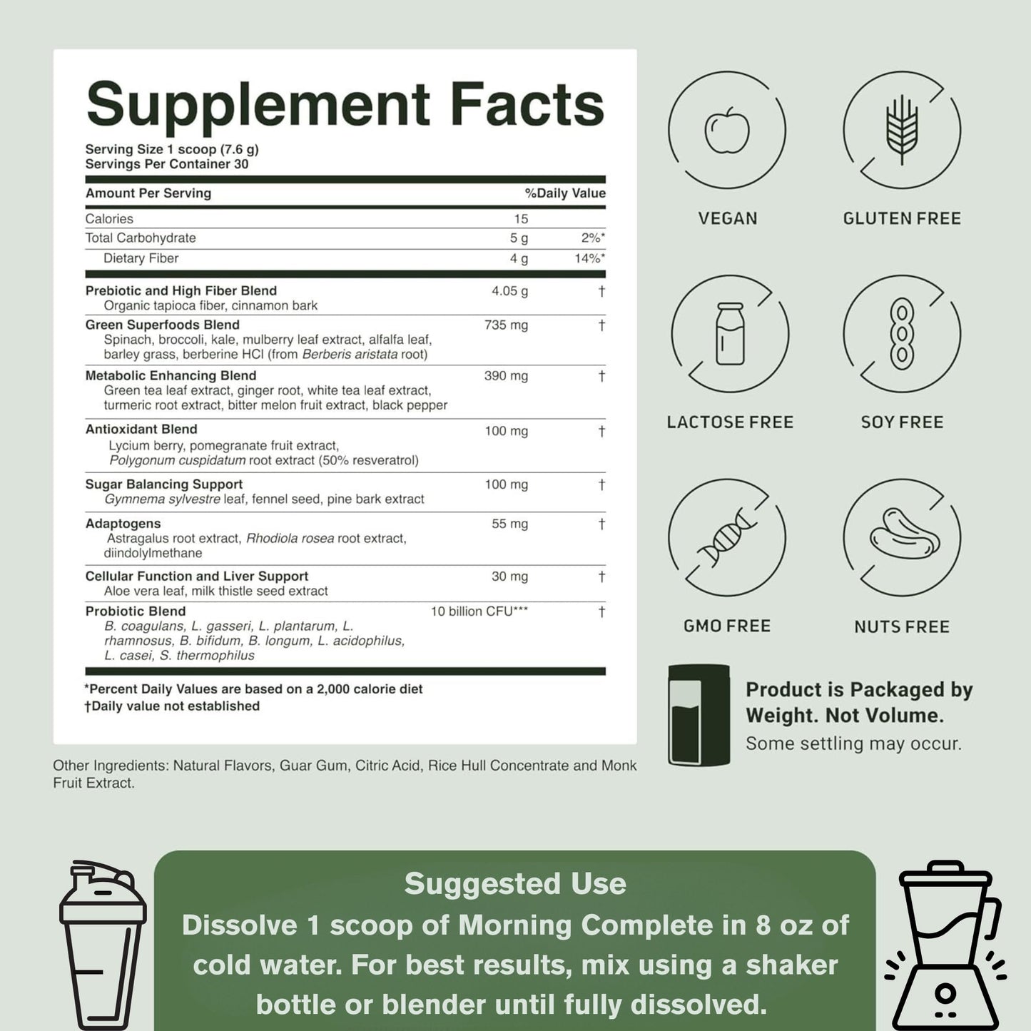 ACTIVATEDYOU Morning Complete Daily Wellness Greens Superfood Drink Mix for Gut Health w/Prebiotics, Probiotics, Antioxidants, Green Superfoods, - dailyvitalstore