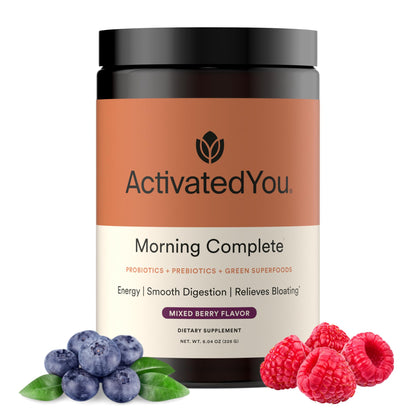 ActivatedYou Morning Complete Super Greens Powder Drink Mix - Gut Health Boost with Prebiotics, Probiotics, & Antioxidants - 10 Billion CFUs, Mixed Berry Flavor - dailyvitalstore