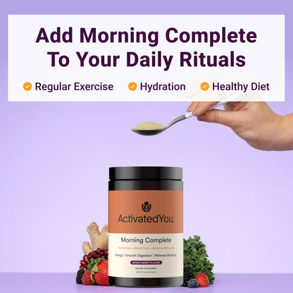 ACTIVATEDYOU Morning Complete Super Greens Powder Drink Mix - Gut Health Boost with Prebiotics, Probiotics, & Antioxidants - 10 Billion CFUs, Mixed Berry Flavor - Greens Superfood Powder - 3 Pack - dailyvitalstore