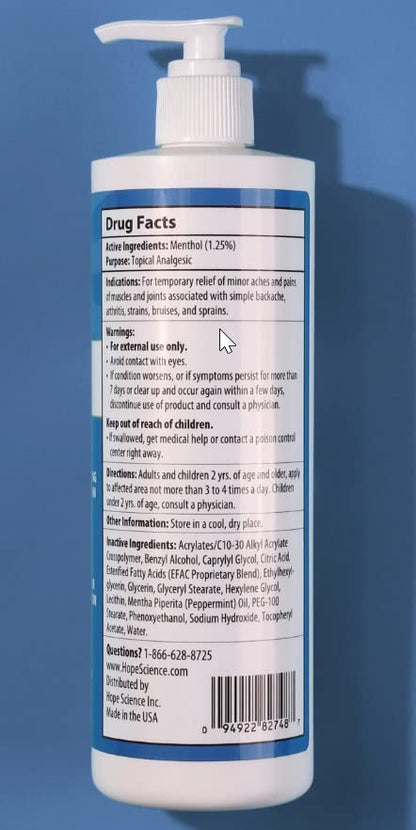 ACTIVE AGAIN Hope Science Cream, 16oz | for Joint Health, Pain Relief, and Mobility, Muscle, Back, Knee, Shoulder | Fast Acting | Made in USA - dailyvitalstore