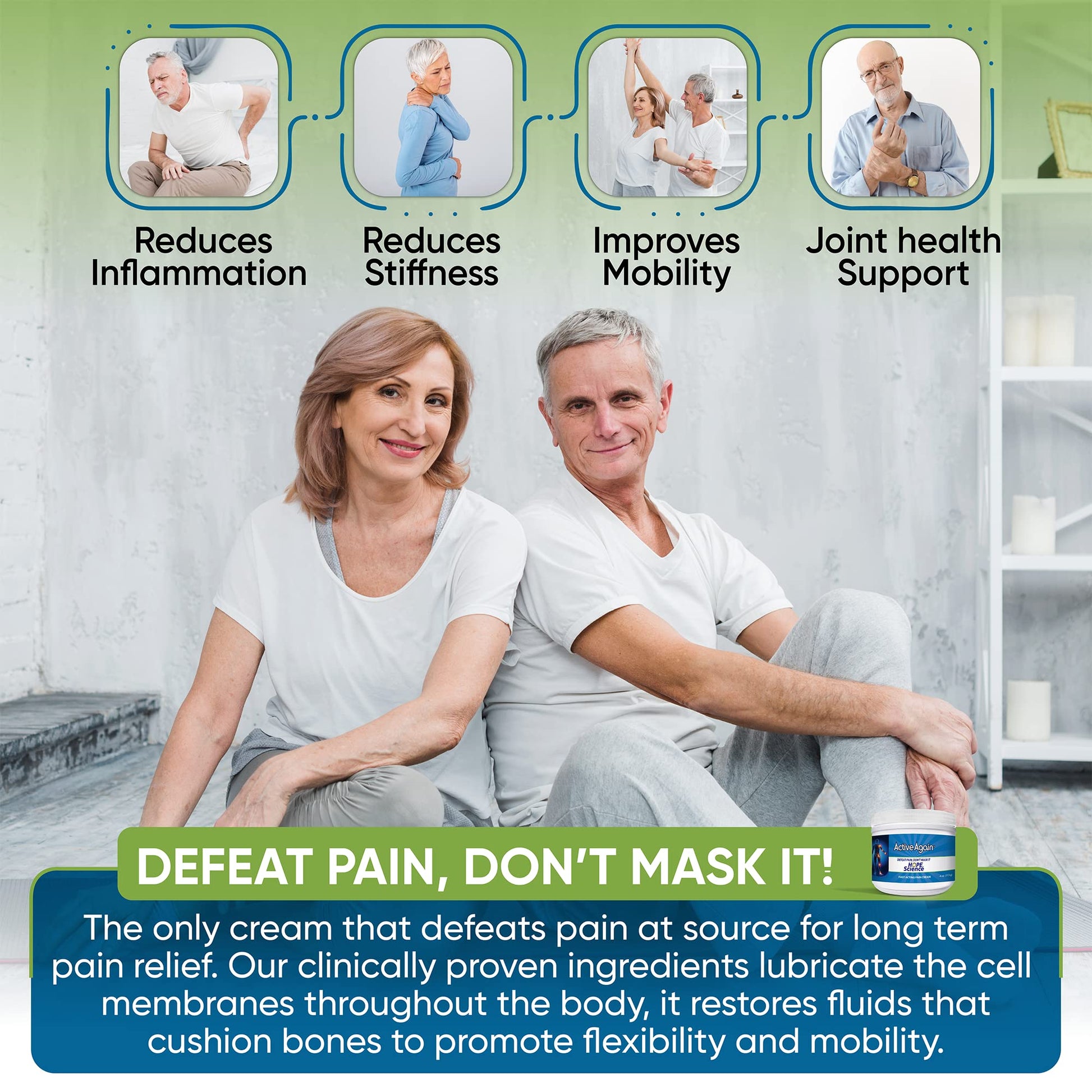 ACTIVE AGAIN Joint & Muscle Cream, 4oz | Clinically Proven for Joint Health and Mobility, Muscle, Back, Knee, Shoulder | Long Term Results| Doctor Approved | Made in USA - dailyvitalstore