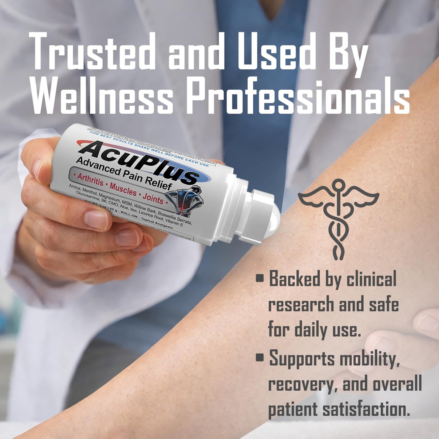 AcuPlus - Pain Relief Roll On - Topical Anti Inflammatory to Soothe Muscles & Joints - Arthritis Pain Reliever, Bursitis, Tendonitis Cream - TSA Compliant, Convenient Roll On - 3 fl. oz. (Pack of 1) - dailyvitalstore