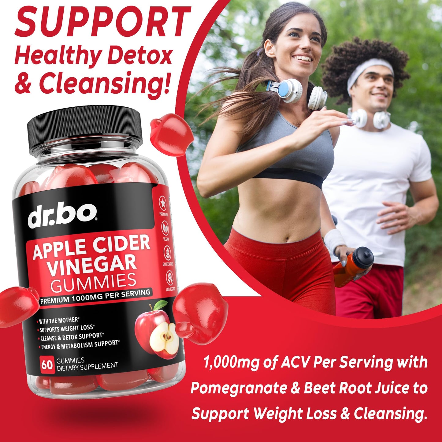 ACV Apple Cider Vinegar Gummies - Natural Support for Advanced Weight Loss, Detox, Cleansing, Digestion Plus Gut Health - ACV Gummies Supplements with 1000MG Apple Cider - dailyvitalstore